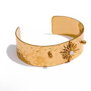 18K Gold Plated Celestial Cuff Bangle Bracelet